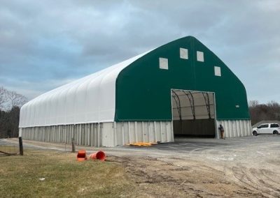 Town of Willsboro, Essex County NY. Britespan fabric covered building for salt and sand storage.